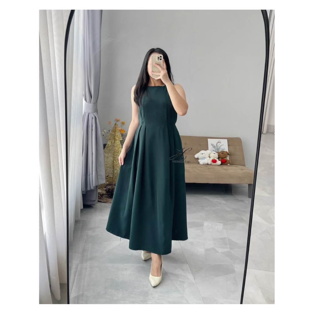 HERBEST HAZEL MAXI DRESS PREMIUM TWILL IMPORT BAHAN TEBAL KOREAN STYLE