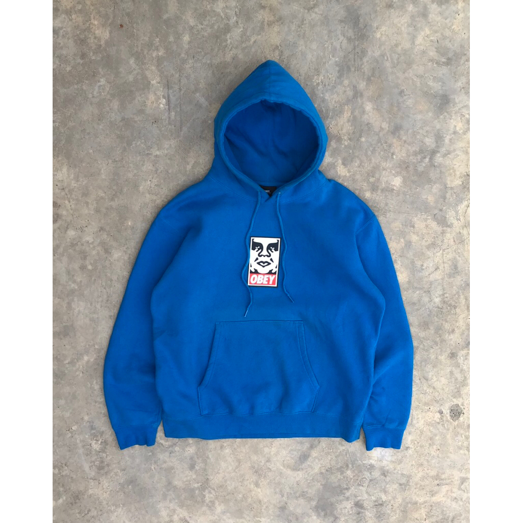 Hoodie Obey Face Logo Royal Blue