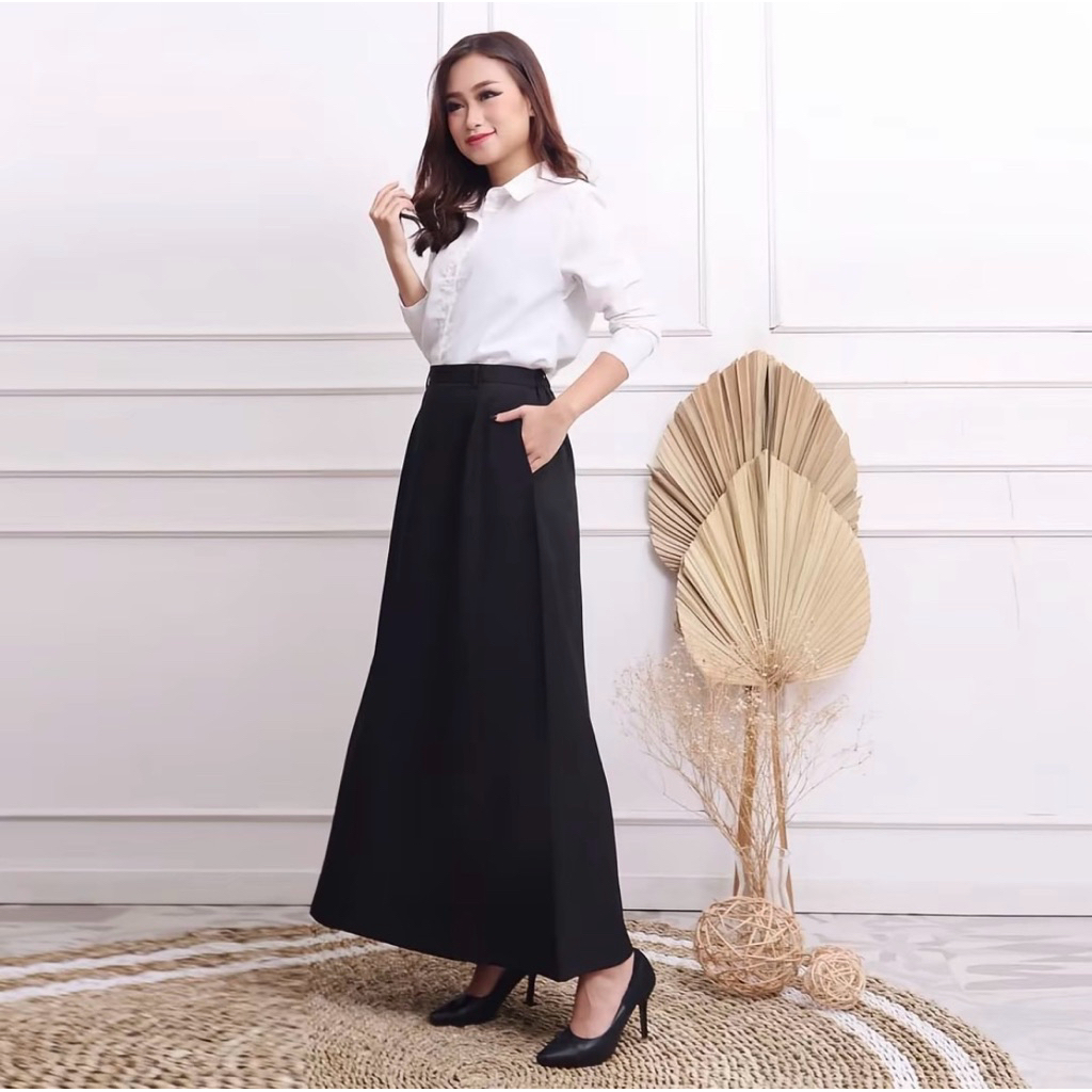 Rok Kerja Polos A Line Rok Ospek Hitam