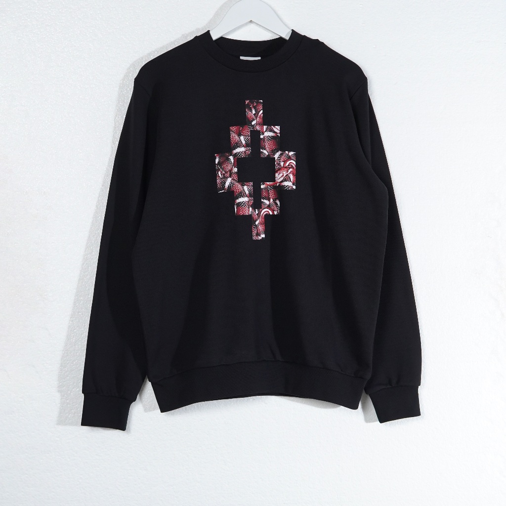 Sweater MARCELO BURLON COUNTRY OF MILAN LOGO SNAKE RED BLACK SWEATSHIRT 100% ORIGINAL