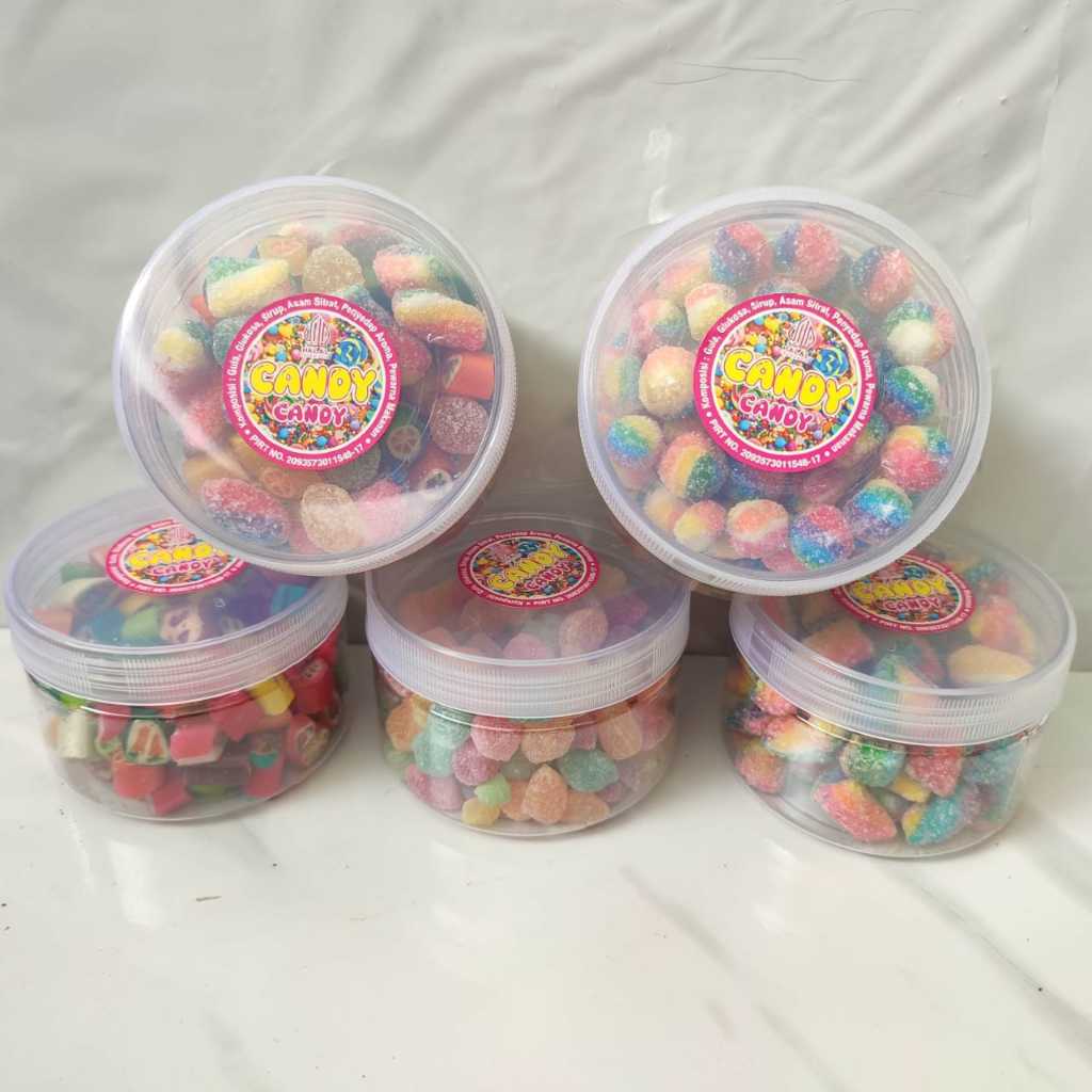 Permen Sticky candy fruity kemasan toples tabung 200gr