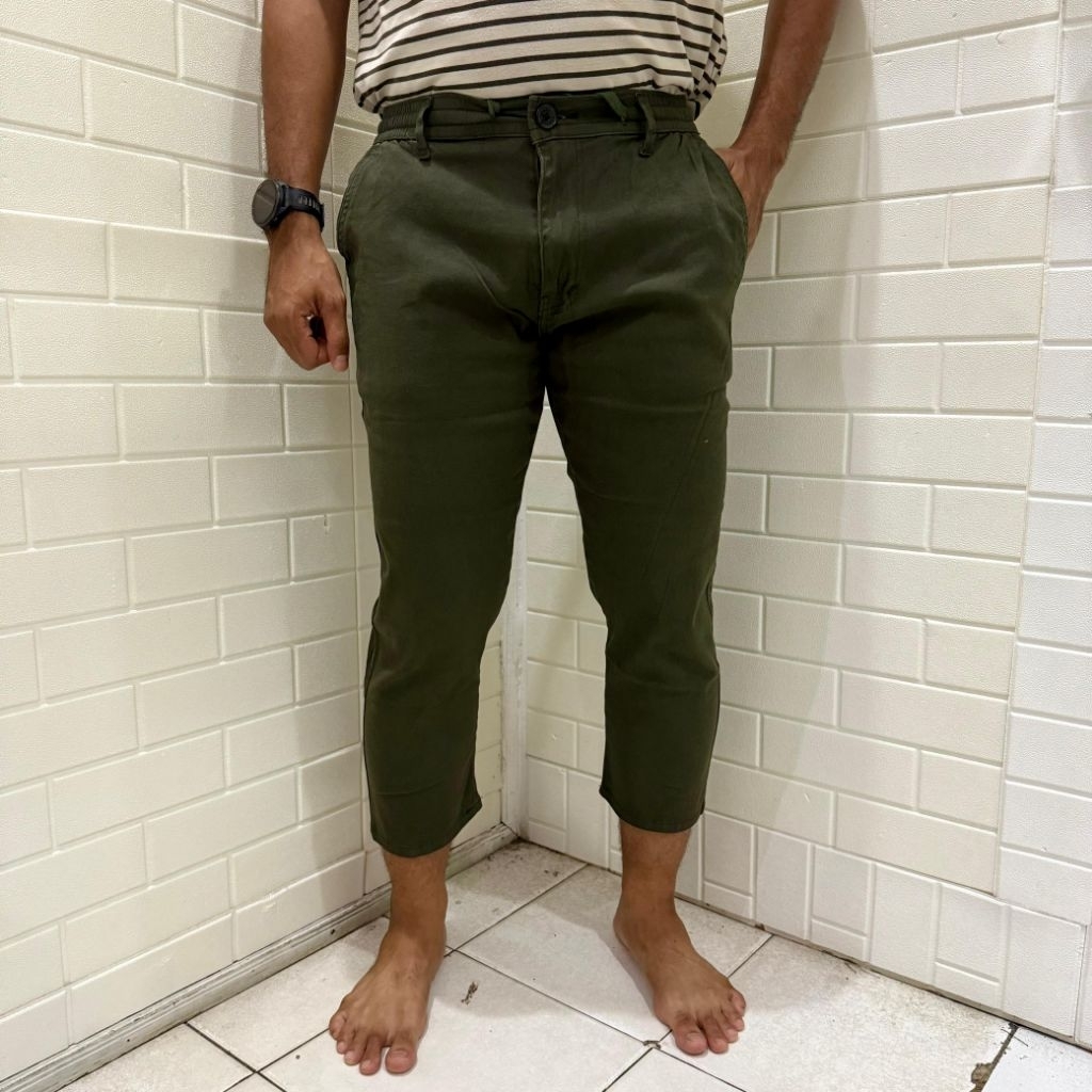Celana Sirwal Angkle Pants Hablo Warna Hijau Army Office Casual Formal Bahan Katun Twill Slimfit