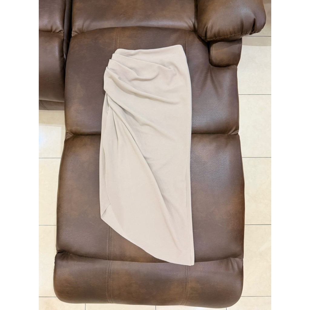 Ivory assymetry skirt PREMIUM highwaist HW body fit bodycon press body - rok midi asimetris khaki be