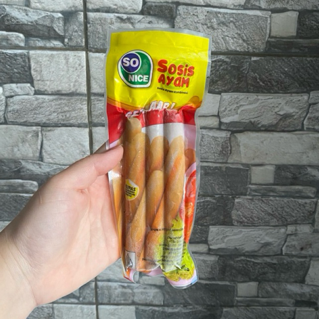 Sosis Ayam So Nice Isi 3pcs - Sosis Ayam Kemasan Ekonomis