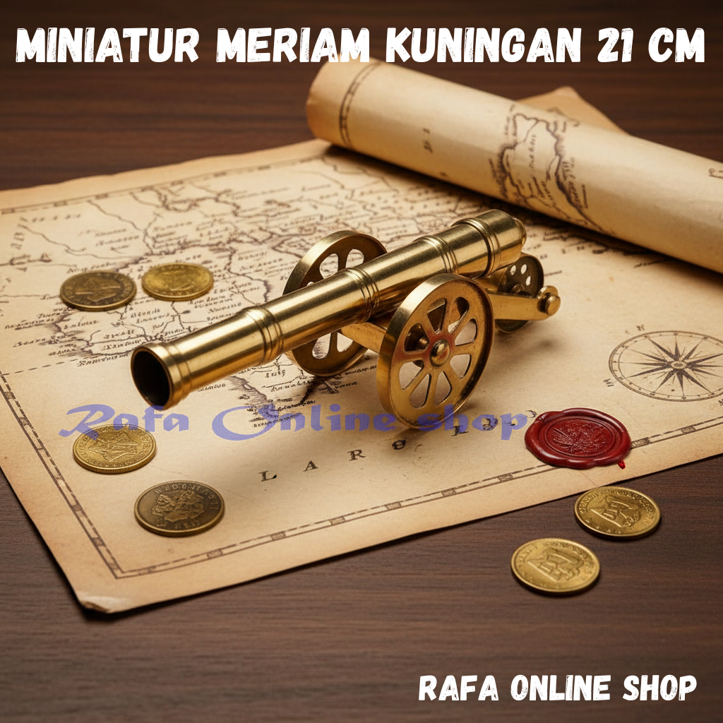 Miniatur Meriam Kuningan Antik | Pajangan Klasik | Dekorasi Meja & Koleksi Vintage 21x5x7 cm