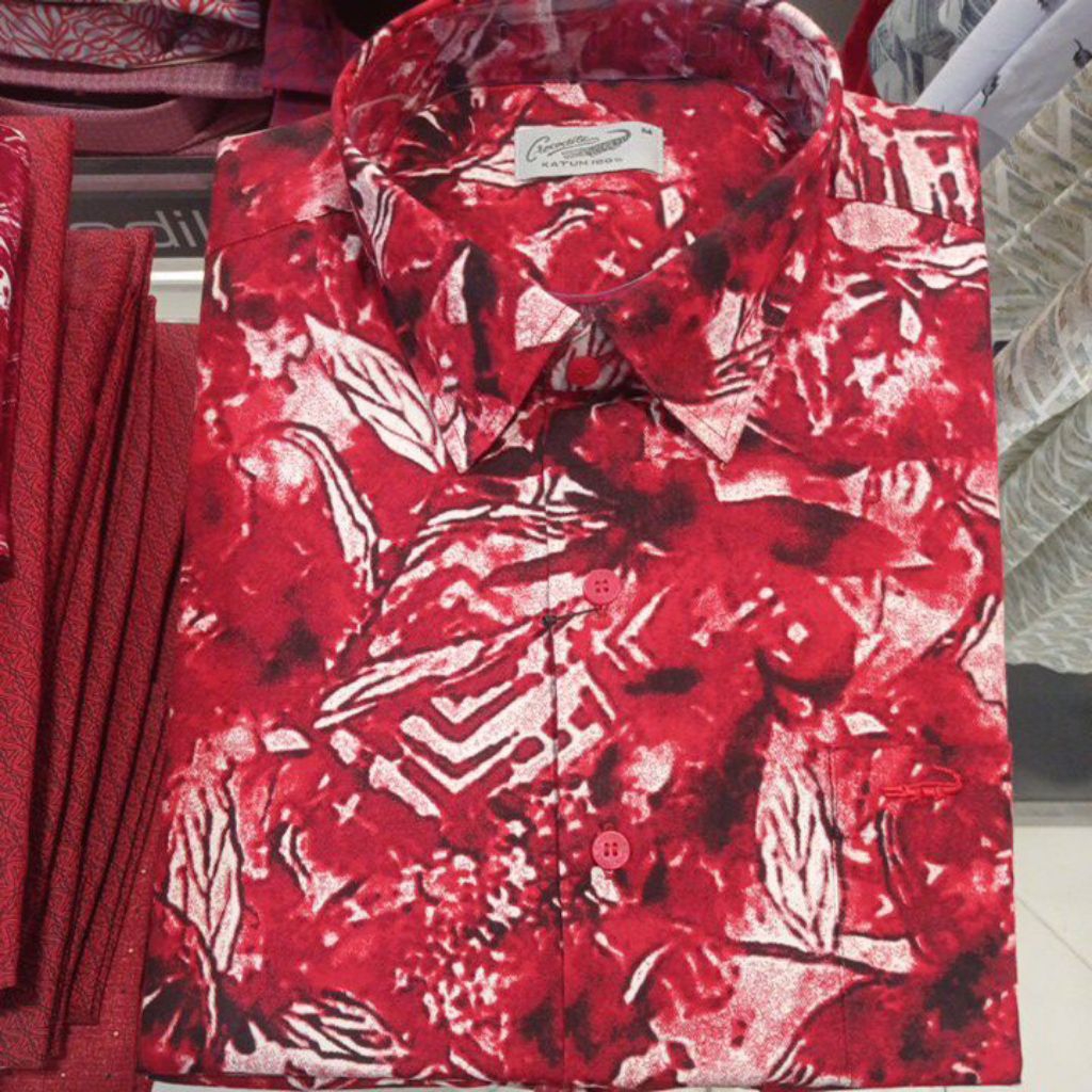 Crocodile - Kemeja lengan pendek merah kemeja crocodile merah abstrak