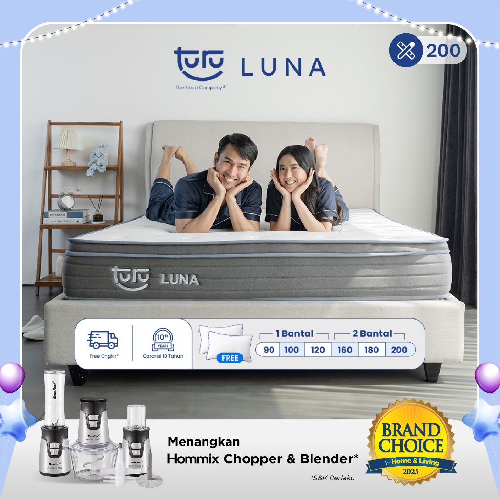 Kasur Busa Premium TURU LUNA Plush Top Natural Latex ukuran 200x200