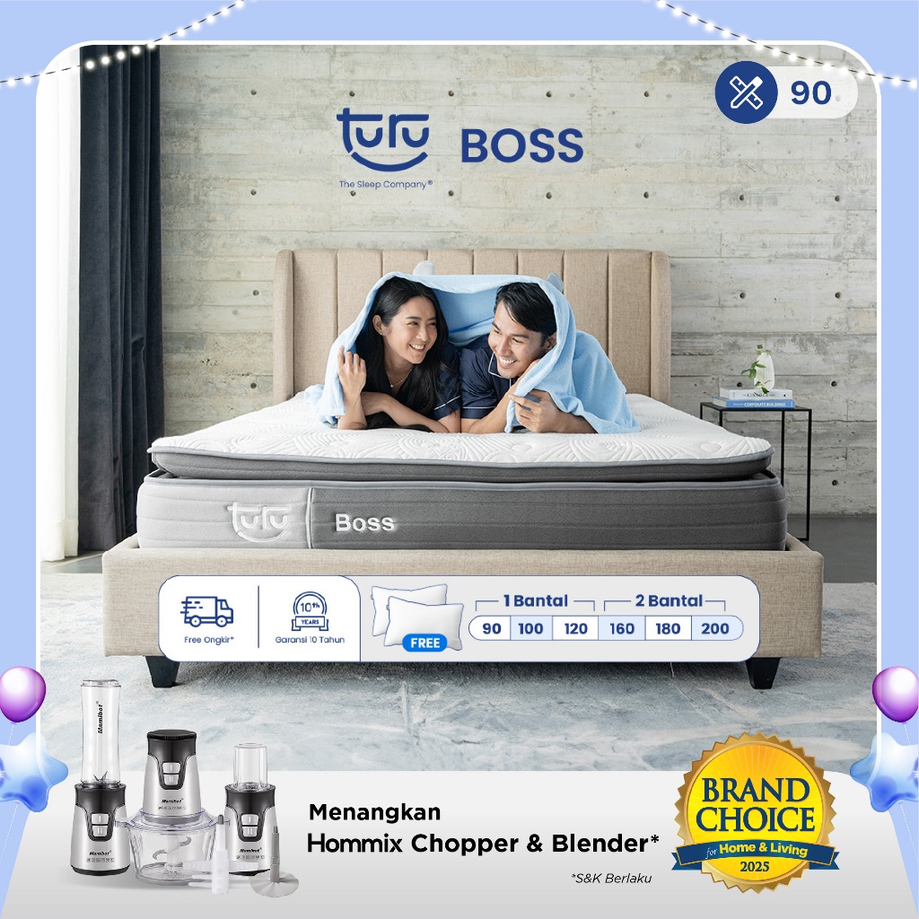 Turu - Kasur Pocket Spring Bed TURU BOSS ukuran 90x200 (Single Size) Free Bantal