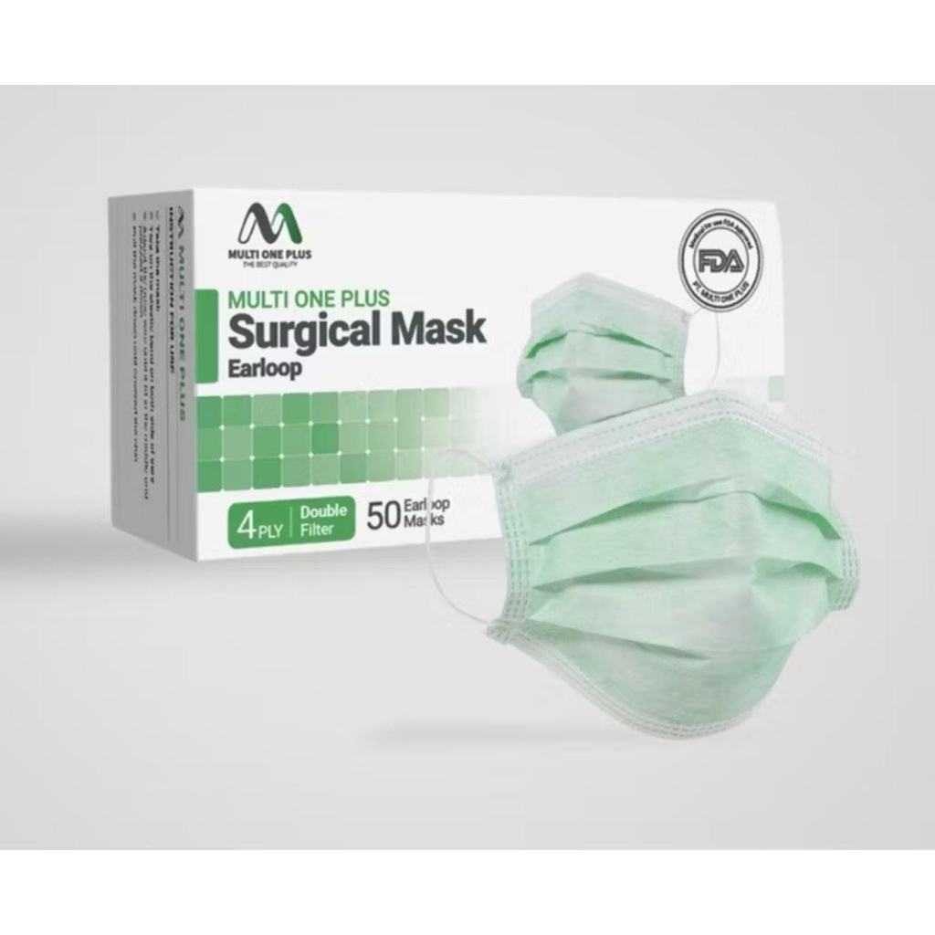 SURGICAL MASK EARLOOP 4PLY MULTI ONE PLUS PALING MURAHHHH
