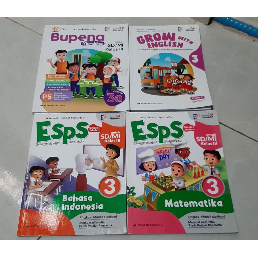 [PRELOVED] BUKU ERLANGGA BUPENA, ESPS, GROW WITH ENGLISH KELAS 3