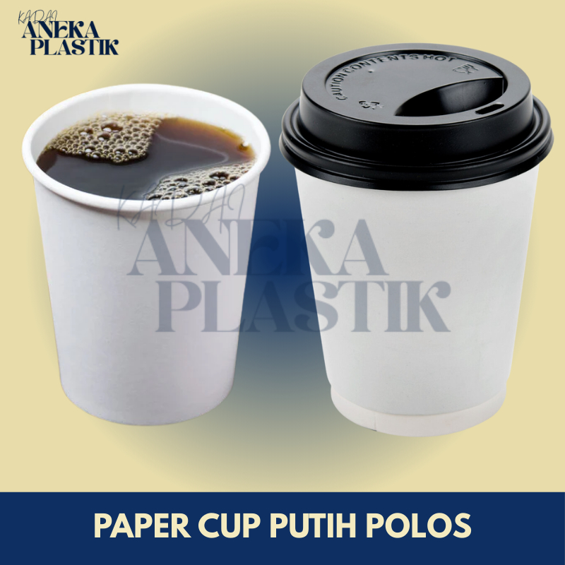 Paper Cup Gelas Kopi 8 Oz Tahan Panas Teh, Susu, Milo, Warna Putih Isi 50Pcs