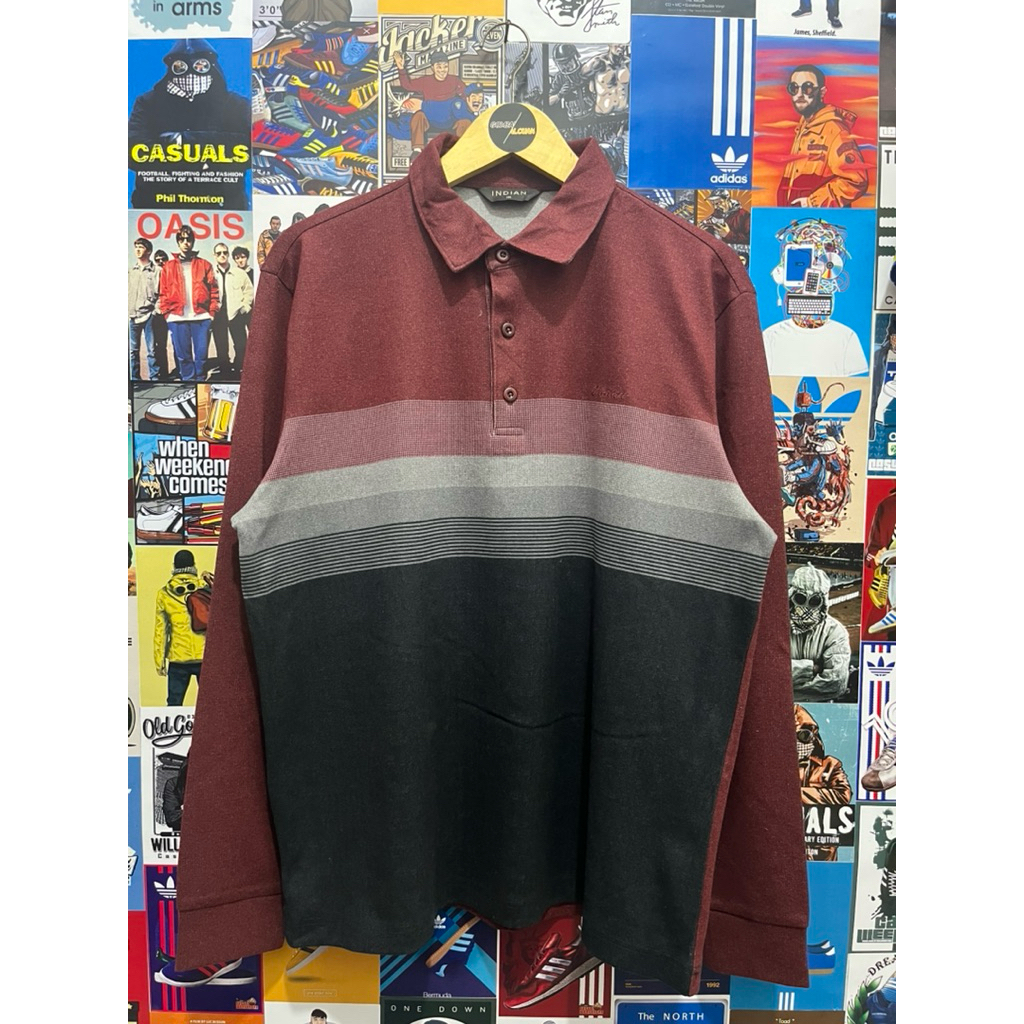 Long Sleeve / Polo Shirt / Rugby Shirt / Vintage / Second / INDIAN