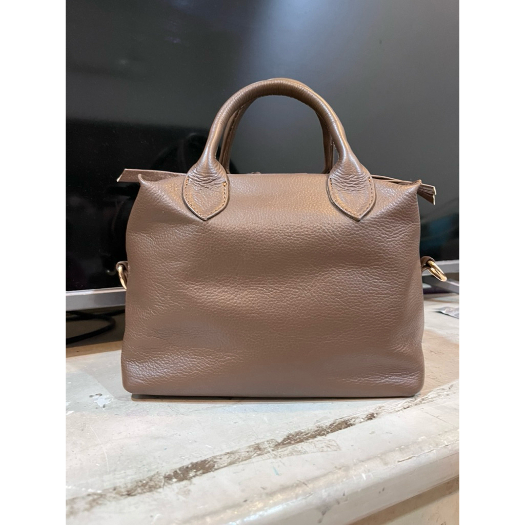 Tas boxy kulit asli warna coklat tan baru pakai 1x