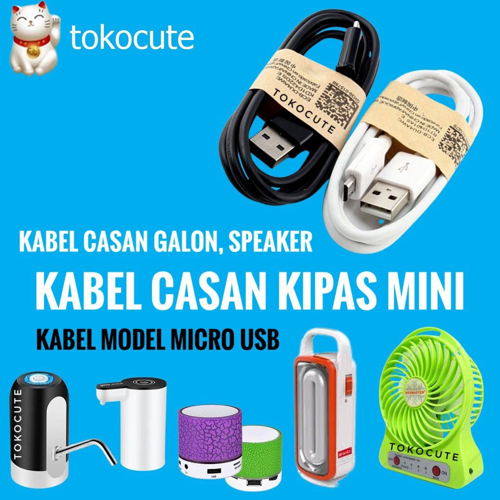 Kabel Casan Kipas Mini Portabel, Kabel Casan Galon, Kabel Data Android, Kabel Casan Speaker Mini