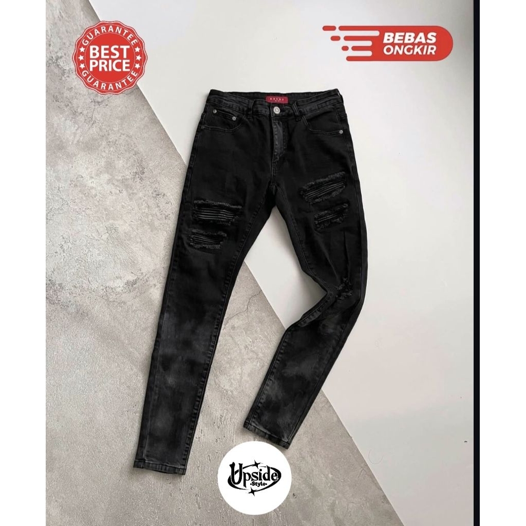 RUCAS BLACK CAVIAR LEATHER WASHED JEANS