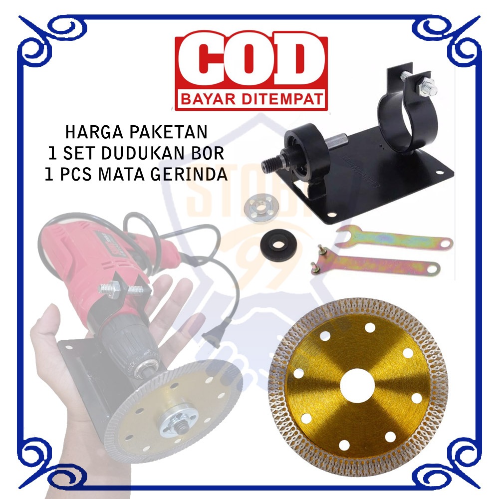 Adaptor Bor Dudukan Mesin Bor Jadi Gerinda + Mata Gerinda Potong Keramik Granit 4 Inch