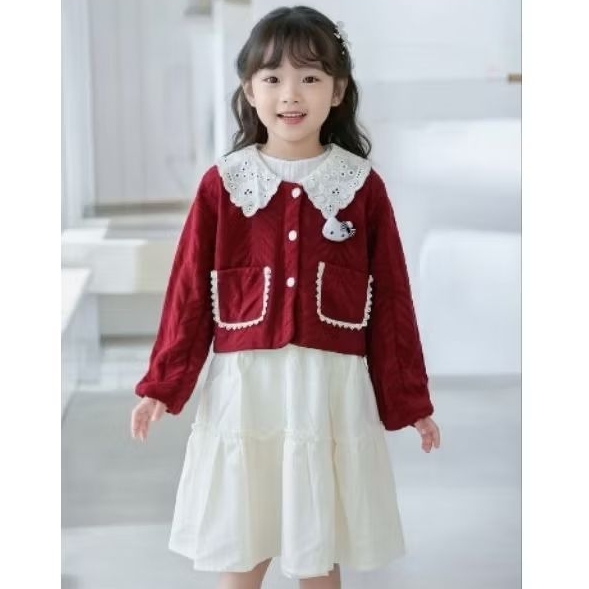 dress jaket rajut import anak perempuan