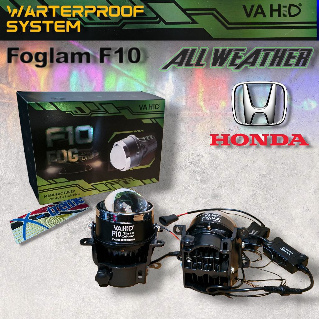 F10 | Foglamp Biled Projector Honda | All Weater Lampu Kabut 3 Warna 35 Watt | LED Foglamp Vahid Ori