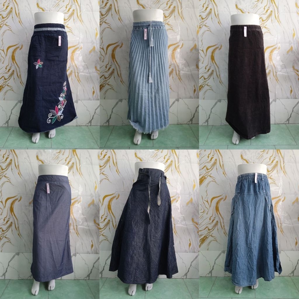 ROK JEANS PANJANG // ROK JEANS KLOK A // ROK JEANS SPAN