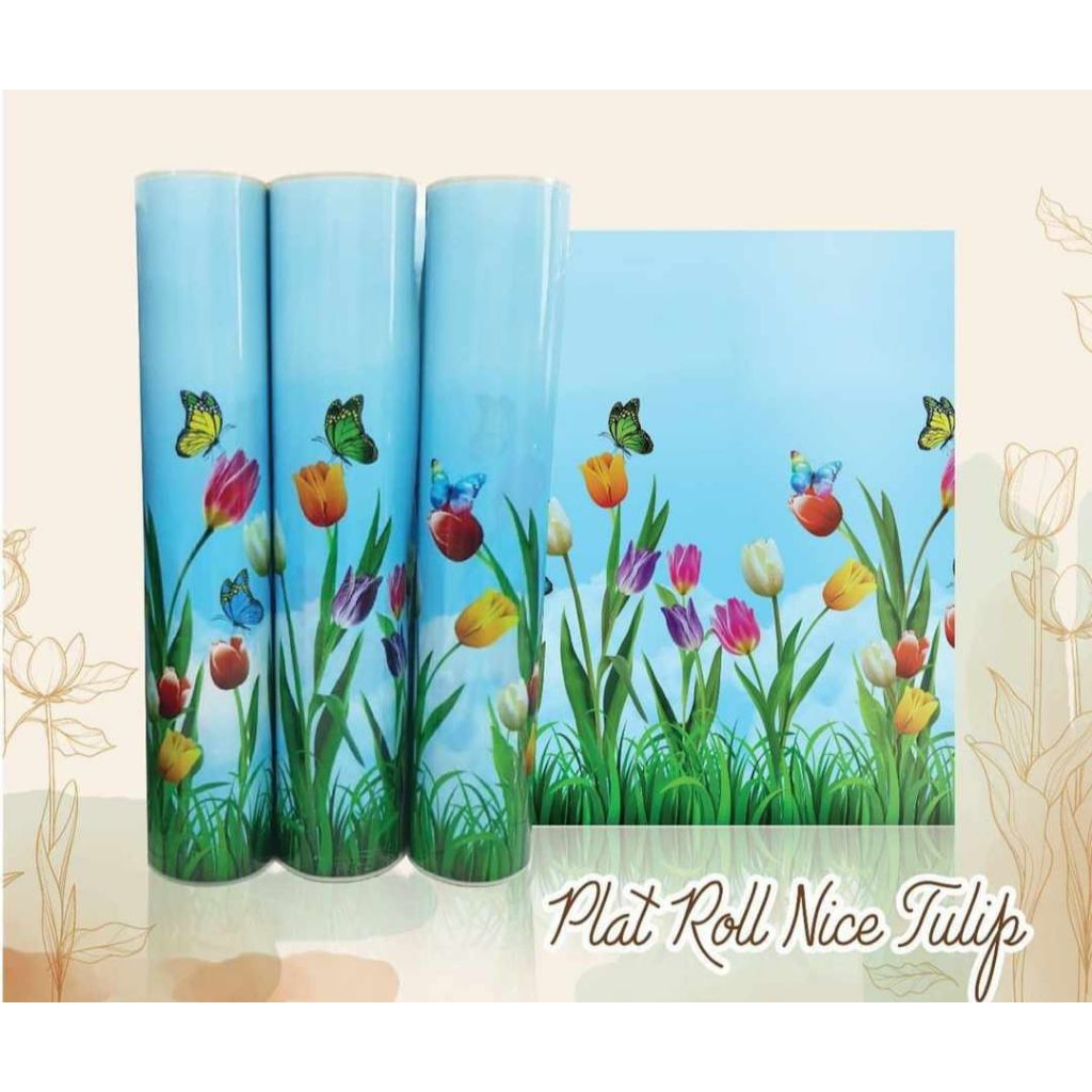 Fiber roll motif nice tulip warna biru (tutup pagar)