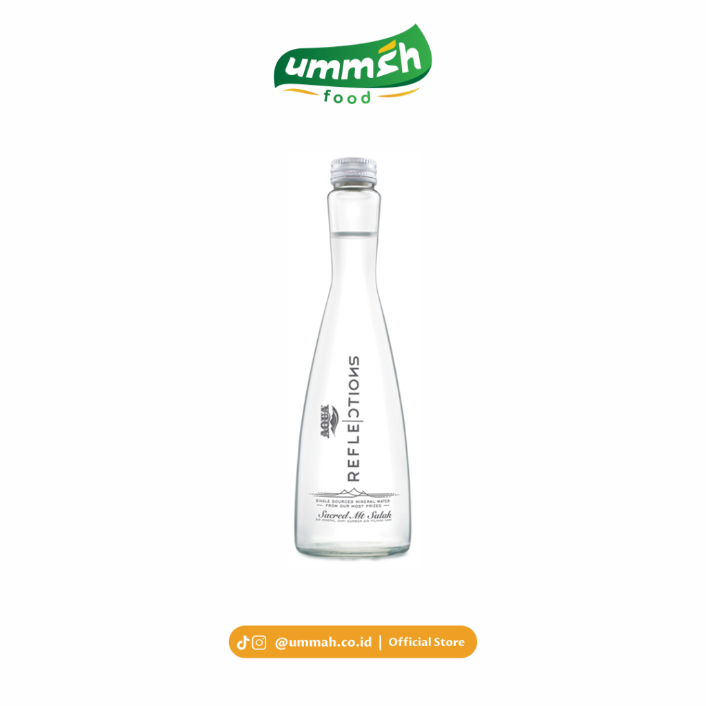 Botol Kaca Aqua Reflection Still 380ml - Botol Kaca Tahan Lama, Desain Elegan, Cocok untuk Vas Bunga