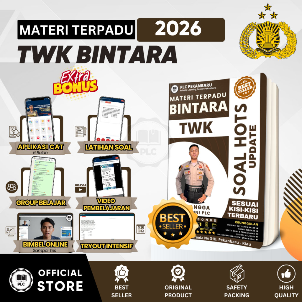 PLC - Buku Materi & Bank Soal HOTS TWK Persiapan Tes Masuk Bintara POLRI 2026