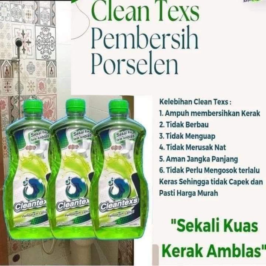 Pembersih Kerak Kamar Mandi CleanTexs 1500ml - Ampuh, Bebas Bau, Mudah Digunakan
