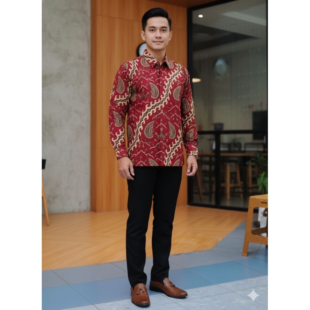 batik pria lengan Panjang lapisan puring