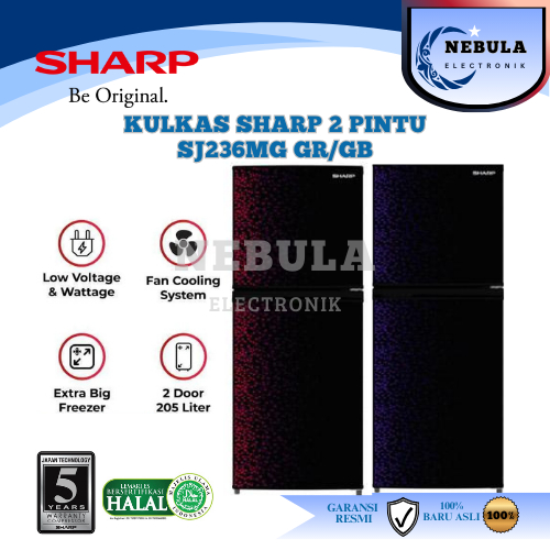 KULKAS SHARP 2 PINTU SJ-236MG GBGR (187 L/205 L)/LEMARI ES 2 PINTU  TANPA BUNGA ES