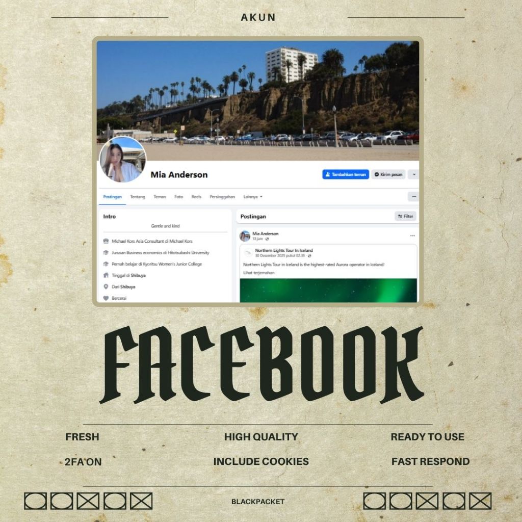 Akun Facebook Fresh | FB Fresh | 2FA + Email + Cookies | FB Baru Siap Pakai | Full Akses High Qualit