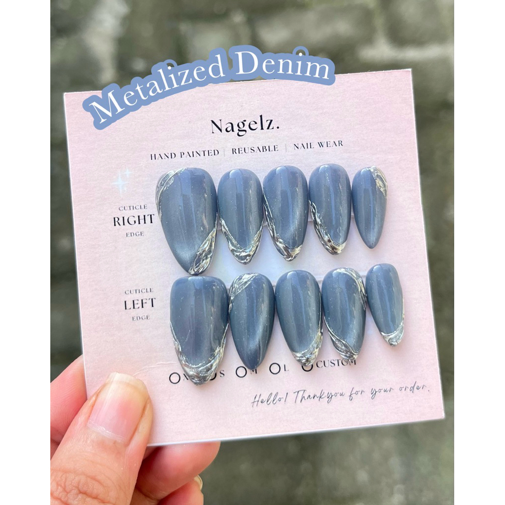 Metalized Denim - PRESS ON NAIL / KUKU PALSU / NAIL ART / KUKU PALSU MURAH / KUKU PALSU MEDAN / PRES
