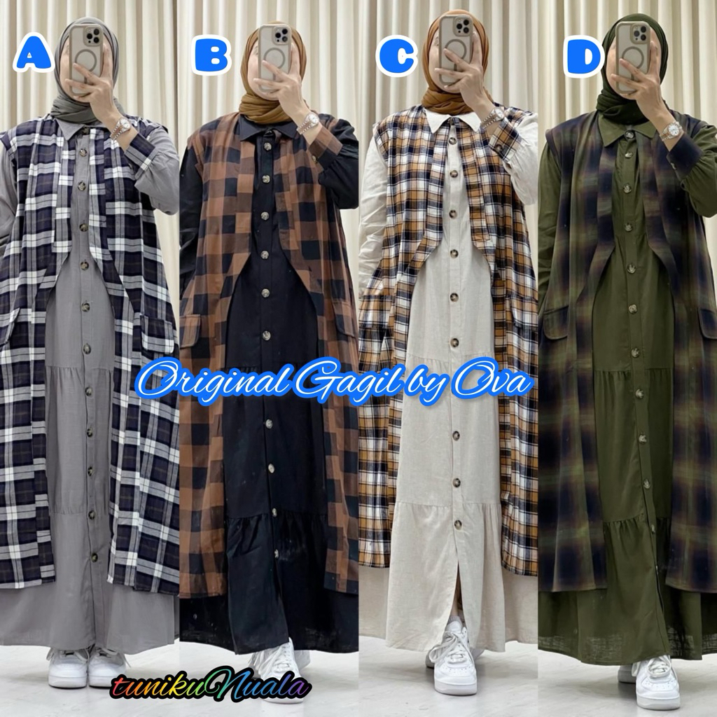 ZAZIENKA SET PREMIUM (OUTER PISAH) ORIGINAL GAGIL BY OVA dan ADZKIA DRESS GAMIS PREMIUM ORIGINAL VAL