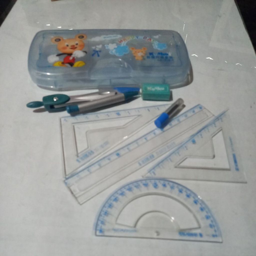 Paket Lengkap Anak Sekolah Perlengkapan Jangkar, Penggaris, Busur