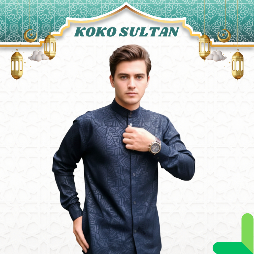 Kemeja Koko Pria Dewasa Embos Motif Etnik Nyaman Adem