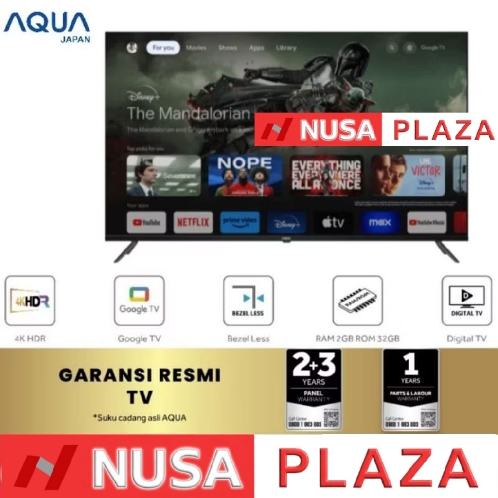 TV AQUA 55 Inch 4K HDR GOOGLE TV AQT55K800UX