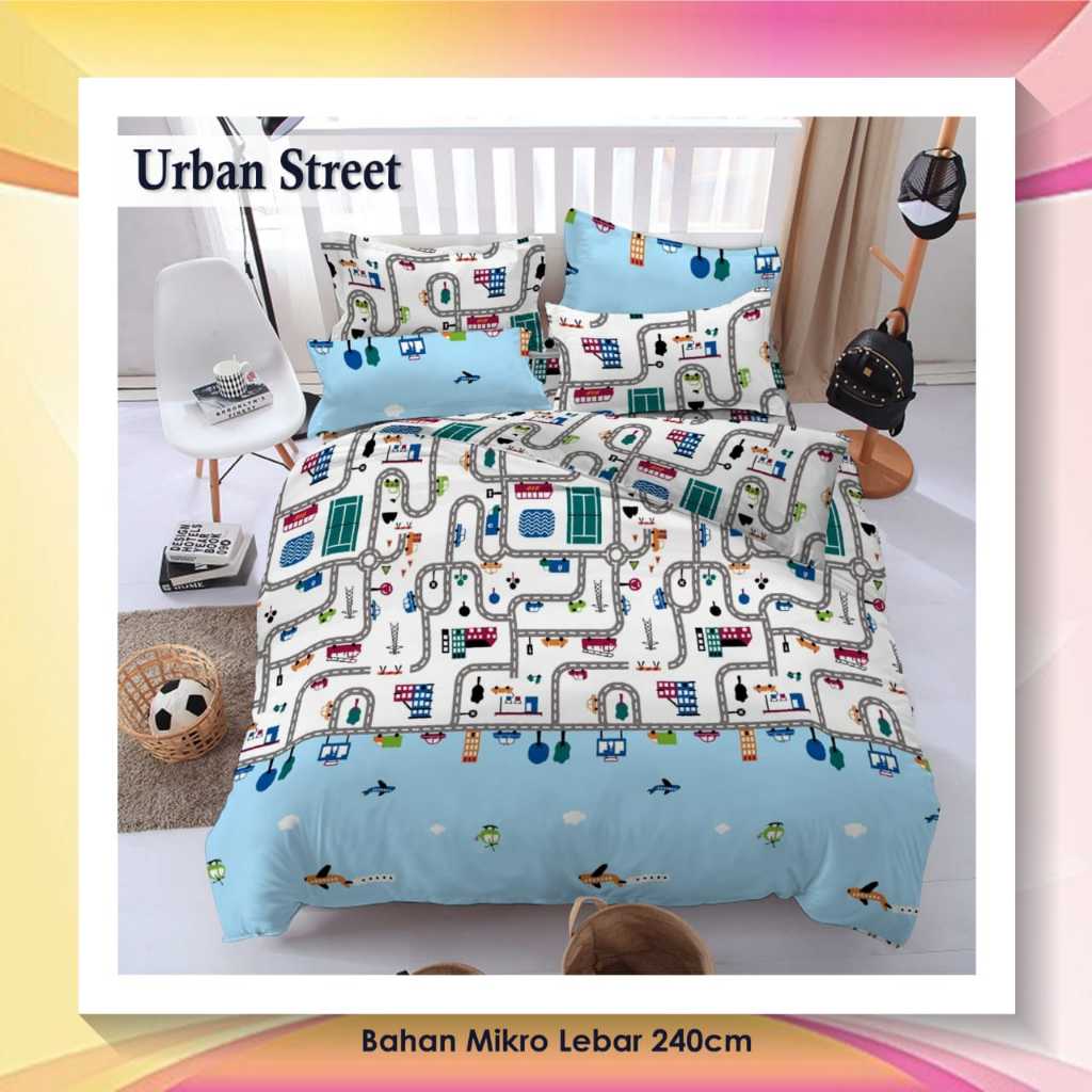 GaniaDays Set Bedcover dan Sprei Disperse URBAN STREET Karakter Motif Bahan Disperse Microfiber Mura