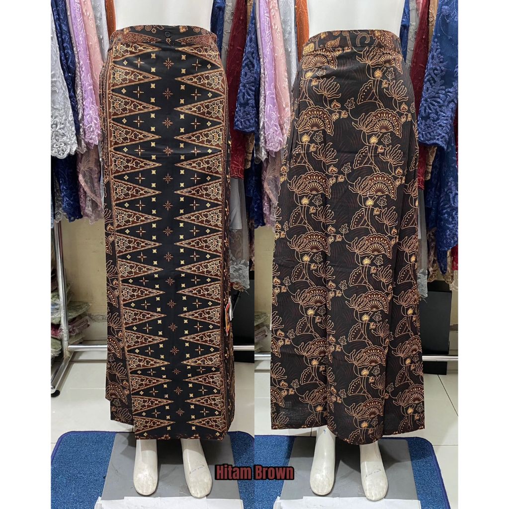 Rok Tumpal Sogan Betawi Bahan Katun Adem Cocok Untuk Bawahan Kebaya Encim Hitam Brown