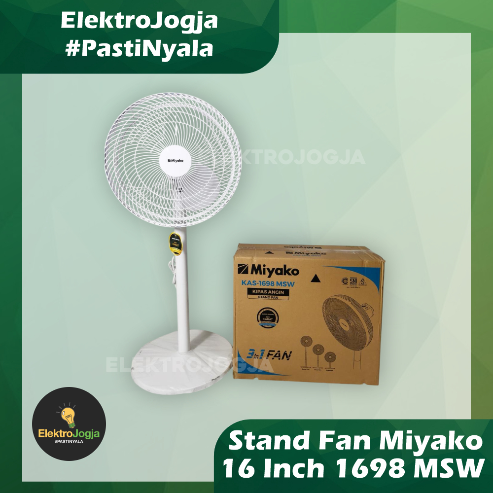 Stand Fan Miyako 1698 MSW 3in1 | Kipas Angin Berdiri Miyako 1698 MSW 3in1