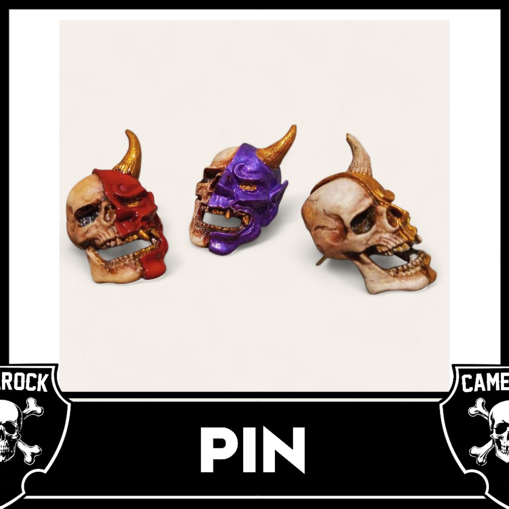 Pin / bros Topeng oni jepang / pin skull / pin hannya /hannya aksesoris