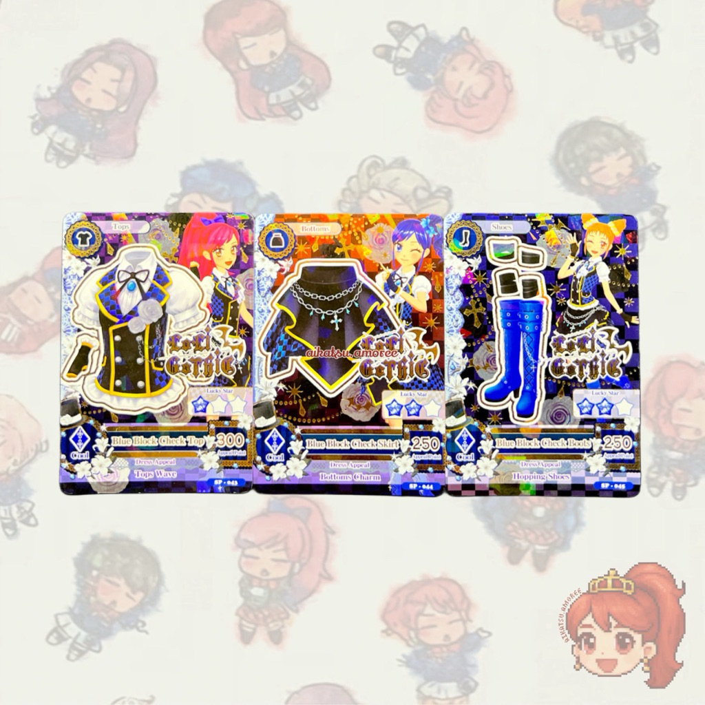 Aikatsu Promotion Cards Loli Gothic Blue Block Check set Indonesian Ver Seira Aoi Otome