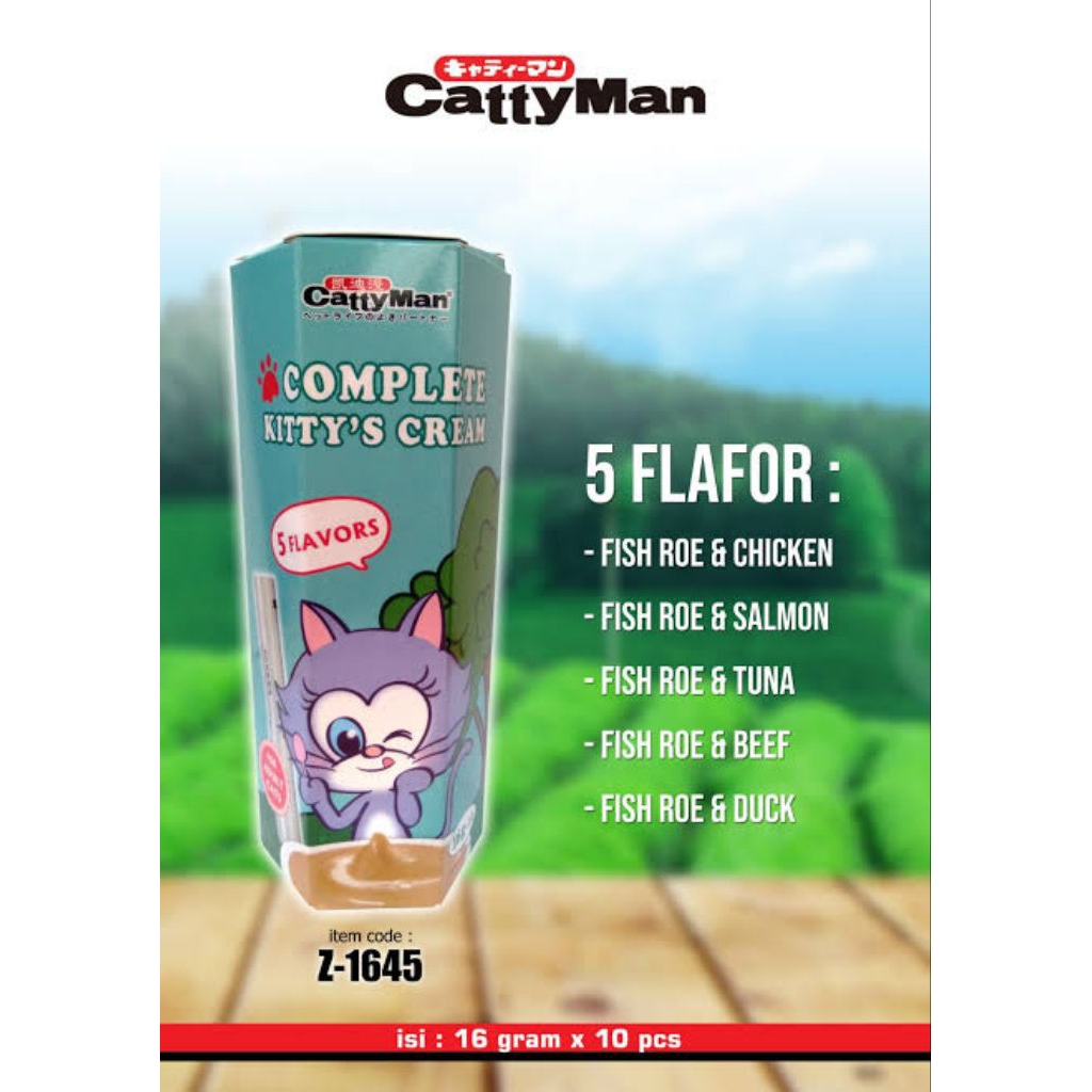 Cattyman Complete Creamy Treats 5 Flavor 16g x 10 - Snack Kucing Premium