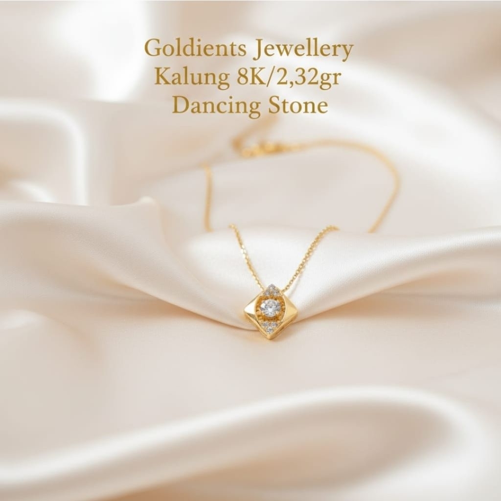 kalung dancing stone segiempat //emas asli 8k