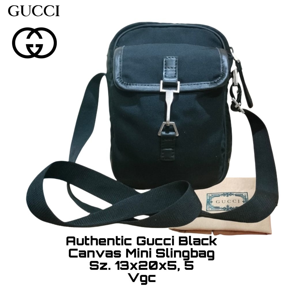 Preloved_Authentic Gucci Black Mini Canvas Sling Bag