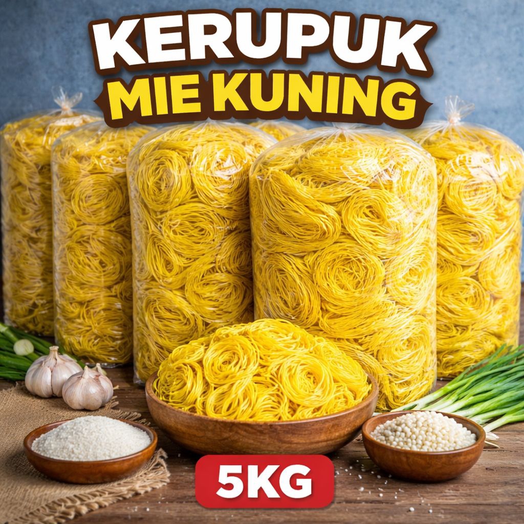 Kerupuk Mie Kuning Mentah Grosir 5kg | Kerupuk Mie Mentah Renyah | Bahan Gorengan Usaha
