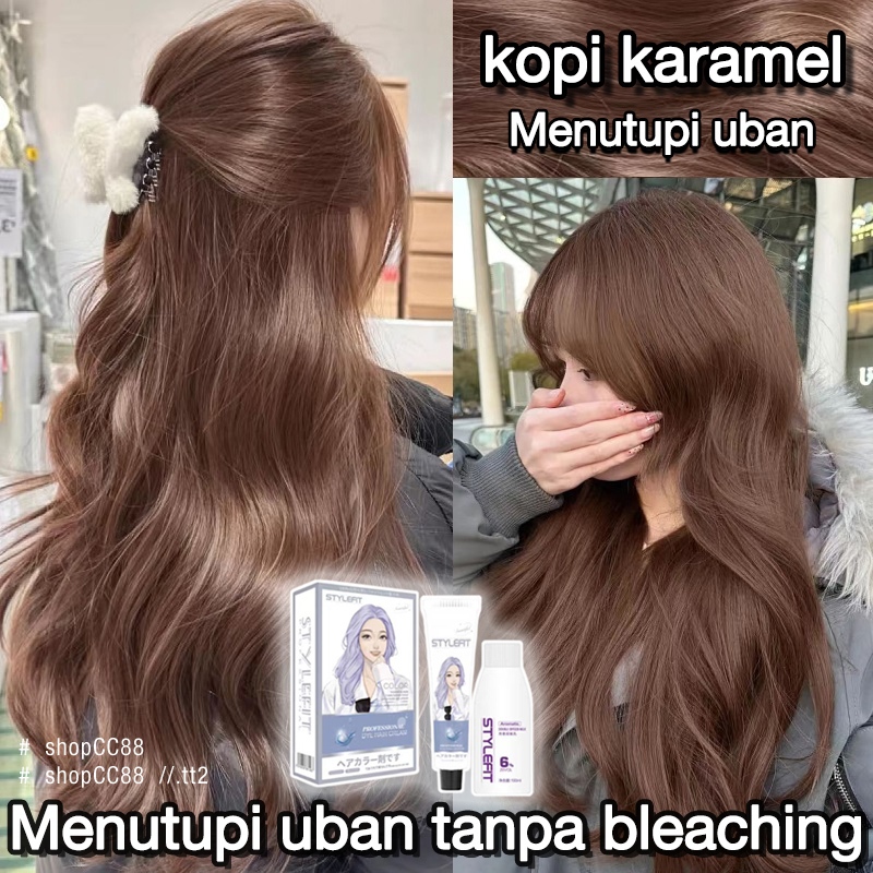 (Beli 100ml gratis 100ml)STYLE FIT cat rambut*200ml,coklat karamel,Ekstrak Tanaman,,DIY di Rumah Tan