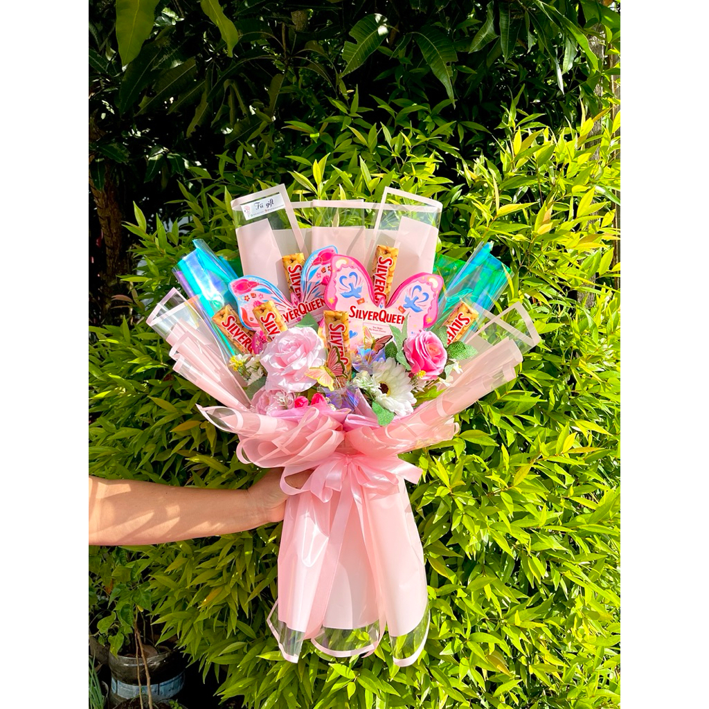BUKET VALENTINE DAY HARI VALENTINE KADO PINKY SILVERQUEEN CUPID BUTTERFLY HOLOGRAM JAWA TIMUR TULUNG
