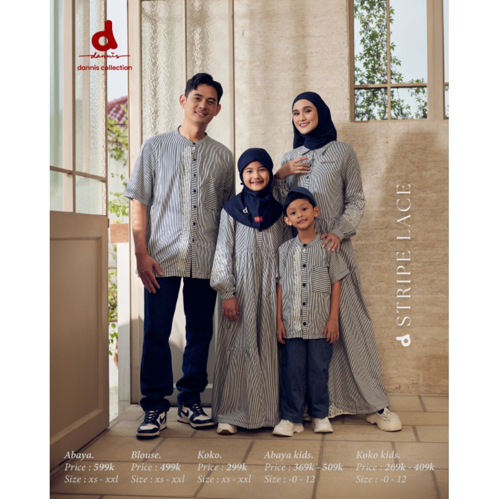 sarimbit d'stripe lace dannis /gamis wanita dewasa by dannis collection/gamis dannis terbaru