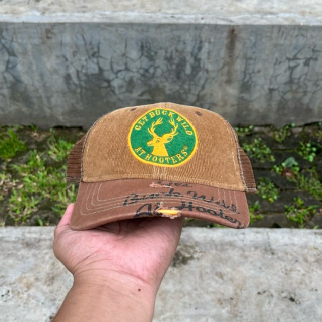 Let's Get Buck Wild At Hooters Ball Cap Corduroy Trucker Hat One Size Baseball