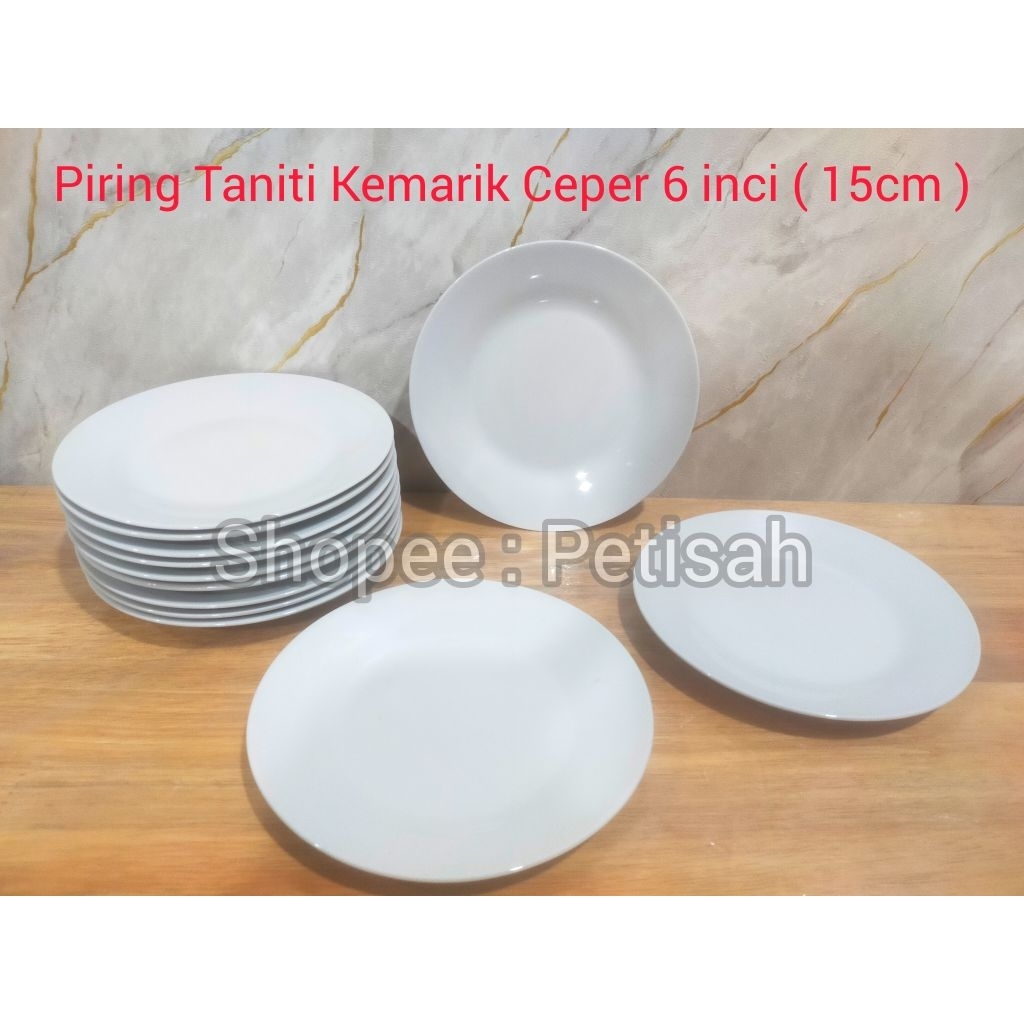 Piring Keramik Ceper Putih Polos Taniti 6 Inci / Piring Kue 6 inch / Piring Keramik Kecil Putih Polo