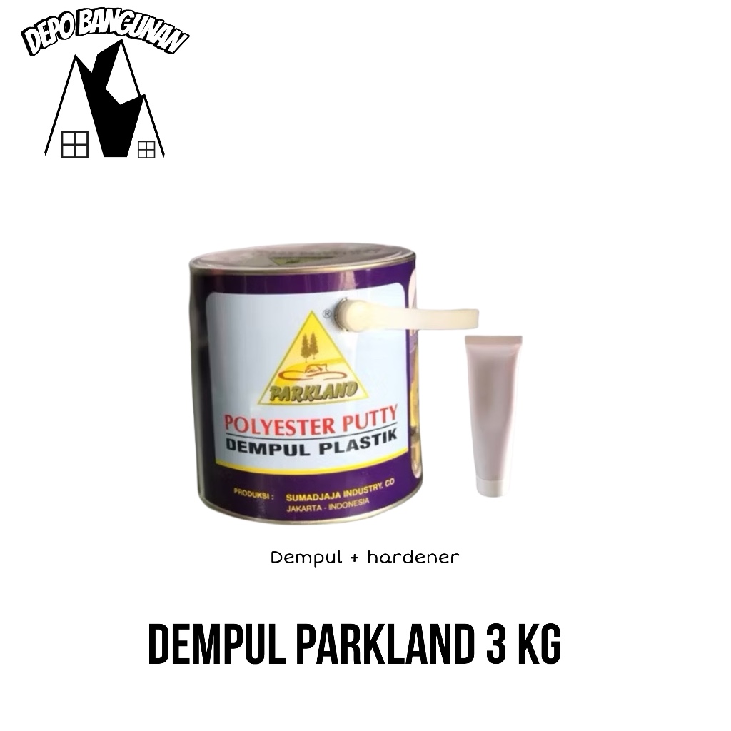 Dempul Parkland 3kg 3 kg + Hardener Dempul Besi Plastik Mobil Motor Kayu Warna Hijau